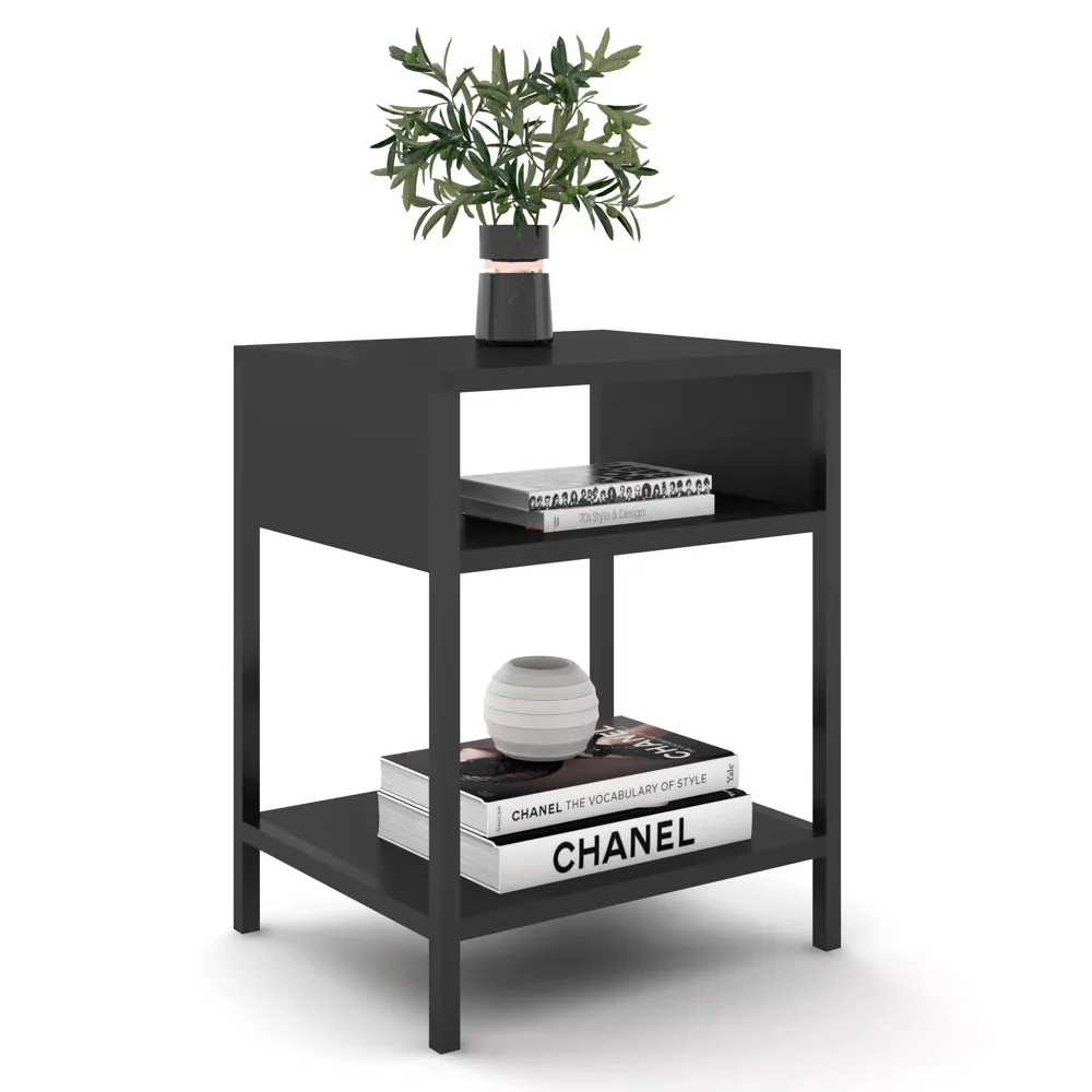 Cabeceira Casal King 195cm Cristal Boucle Marrom e 2 Mesas Laterais Plaza LC1 Preto - Mpozenato