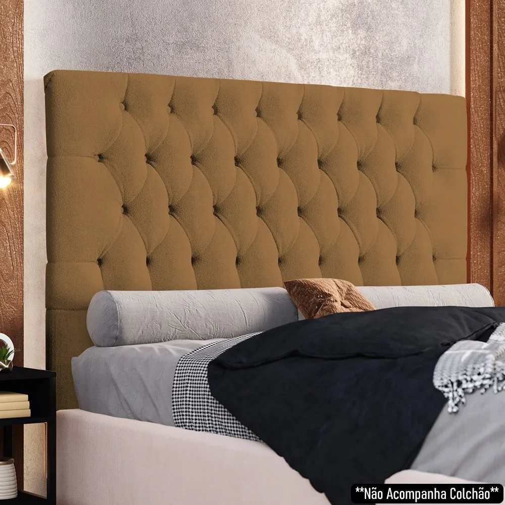 Cabeceira Casal Cama Box 140cm Cristal C16 Boucle Mostarda - Mpozenato