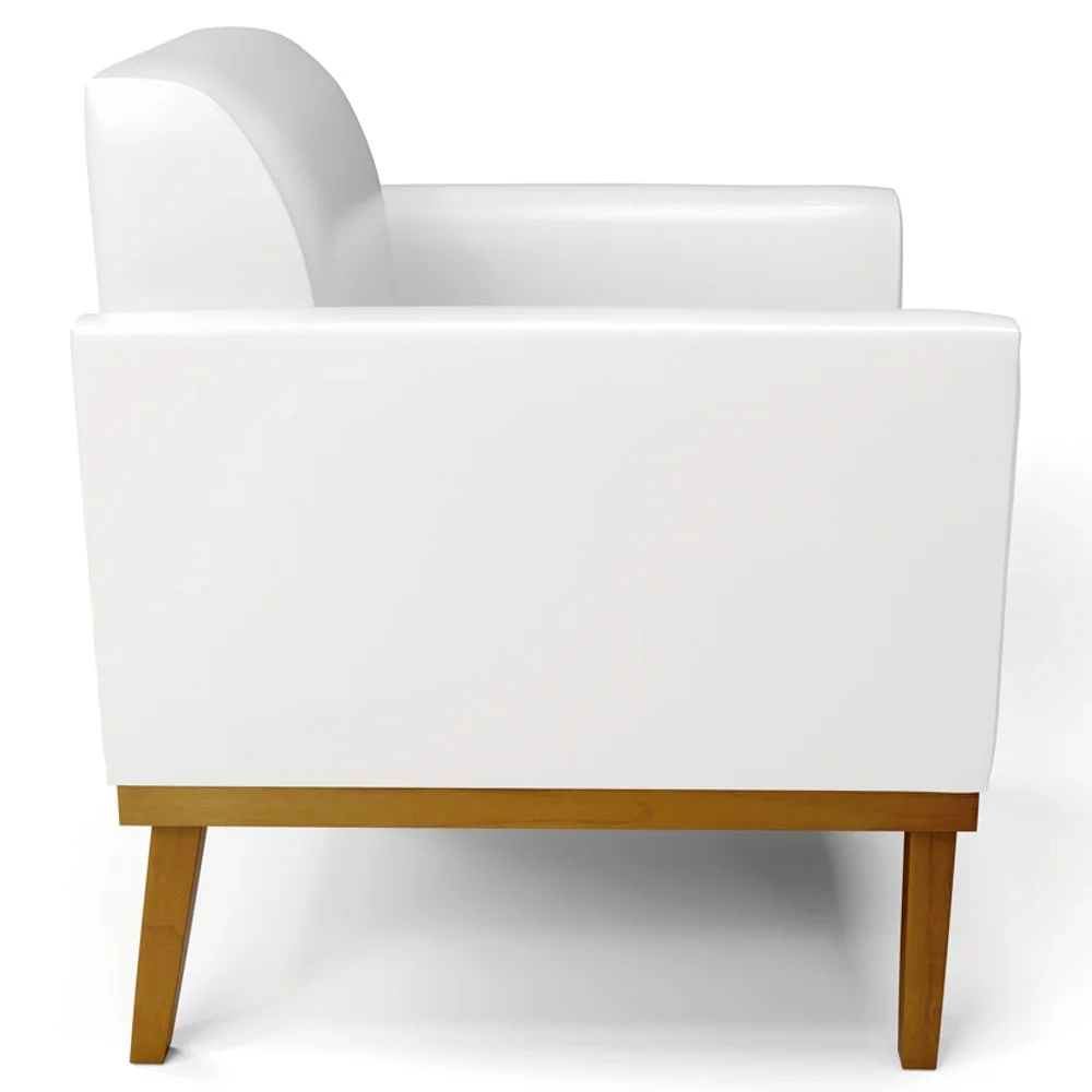 Poltrona Base Madeira Castanho Kit 2 Maressa Sintético PU Branco - Ibiza