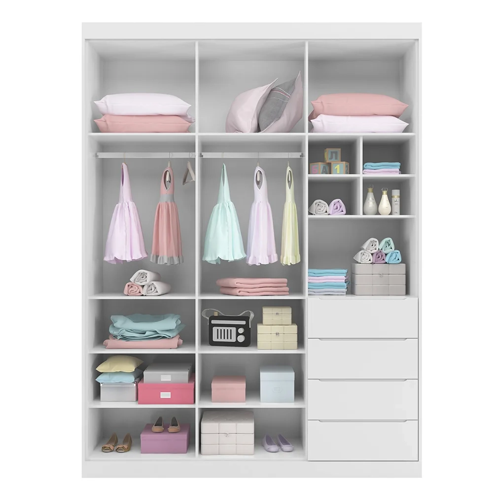 Jogo de Quarto Infantil Guarda Roupa e Cômoda Pérola Branco - Phoenix