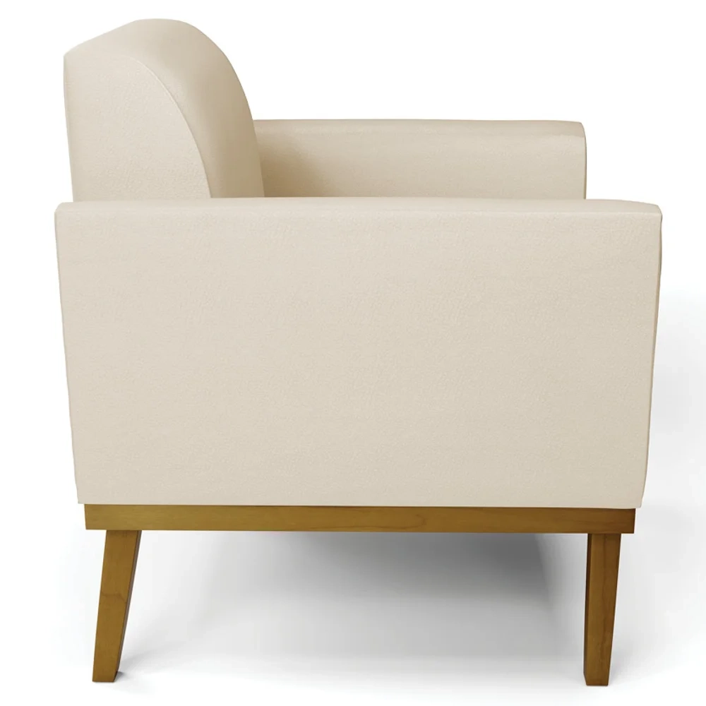 Poltrona Base Madeira Castanho Kit 2 Maressa Sintético Bege - Ibiza