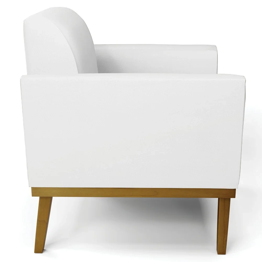 Poltrona Base Madeira Castanho Kit 2 Maressa Sintético Branco - Ibiza