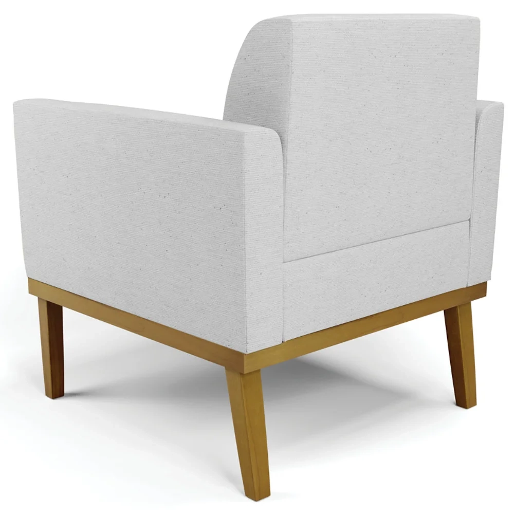 Poltrona Decorativa Base Madeira Castanho Maressa Linho Cinza - Ibiza