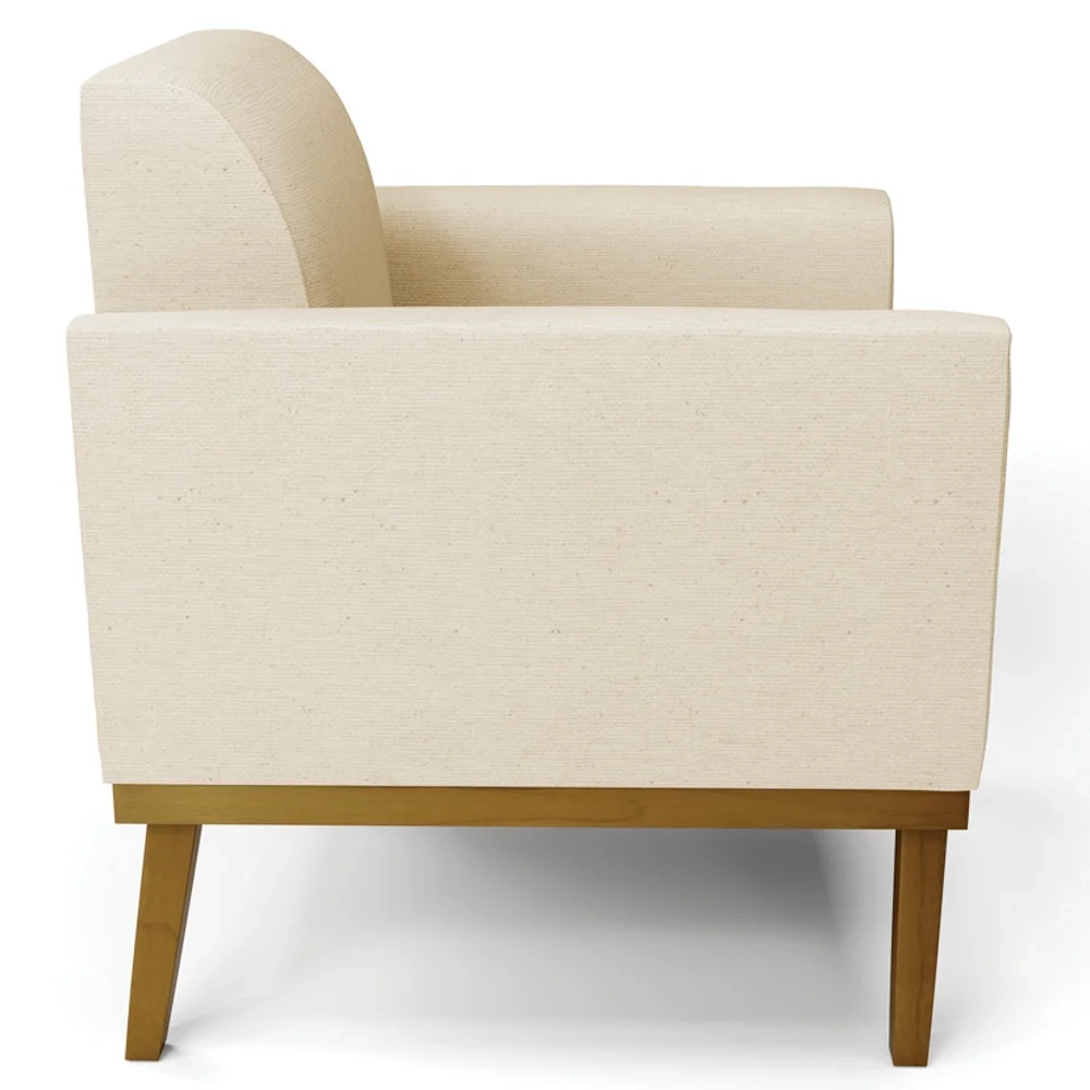 Poltrona Base Madeira Castanho Kit 2 Maressa Linho Bege - Ibiza