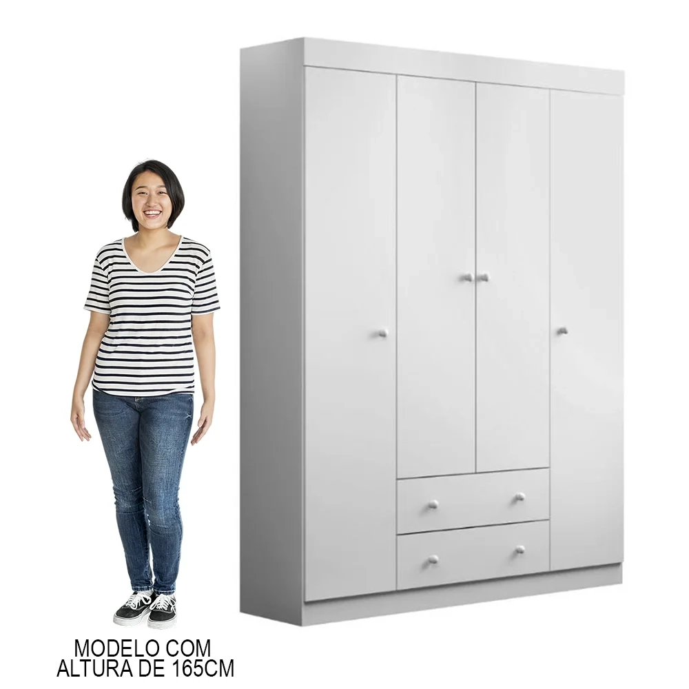 Jogo de Quarto Infantil Guarda Roupa e Cômoda Elisa Branco - Phoenix