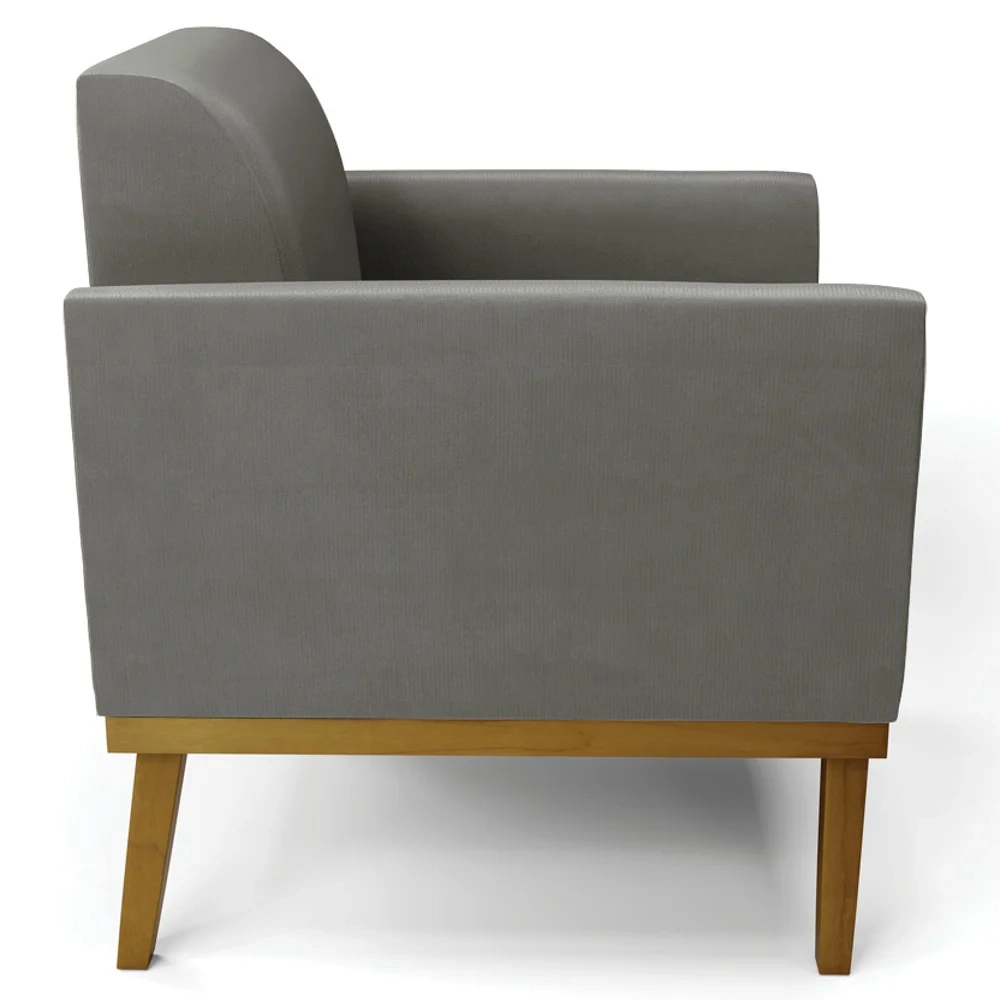 Poltrona Decorativa Base Madeira Castanho Maressa Suede Grafite - Ibiza