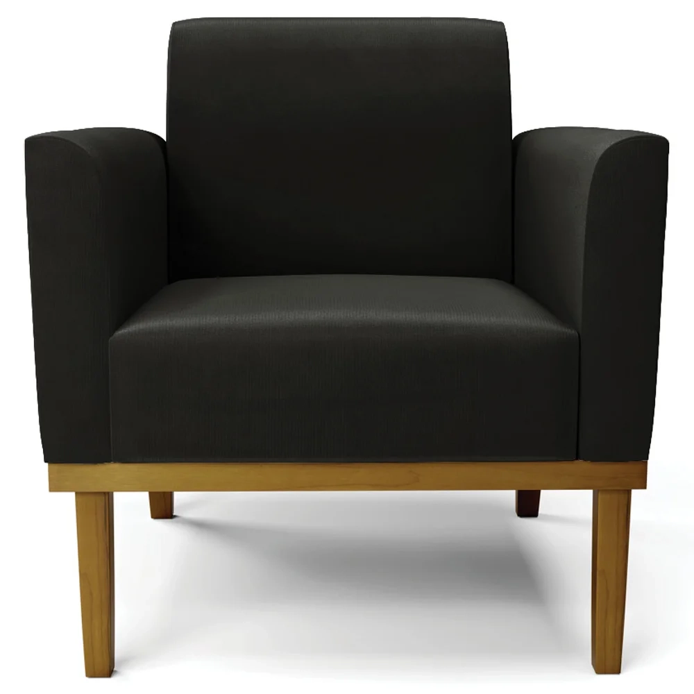 Poltrona Decorativa Base Madeira Castanho Maressa Suede Preto - Ibiza
