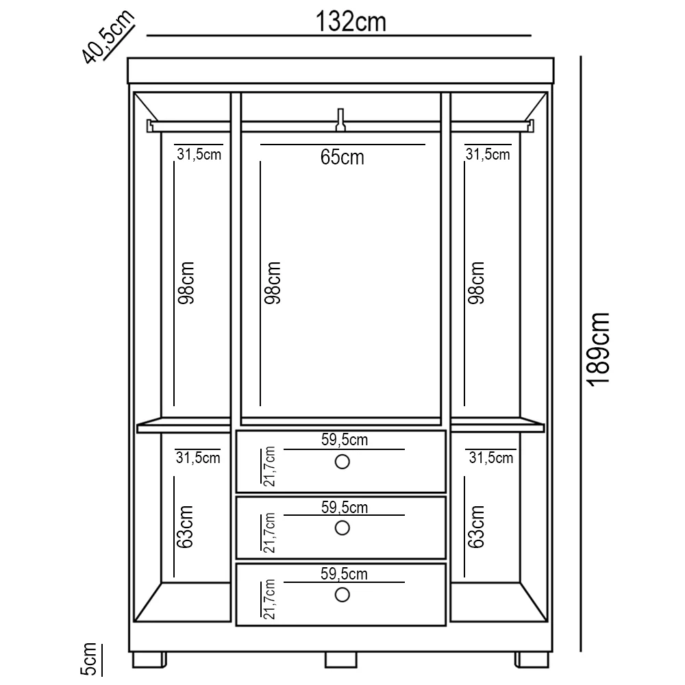 Jogo de Quarto Infantil Guarda Roupa e Cômoda Ane Branco - Phoenix