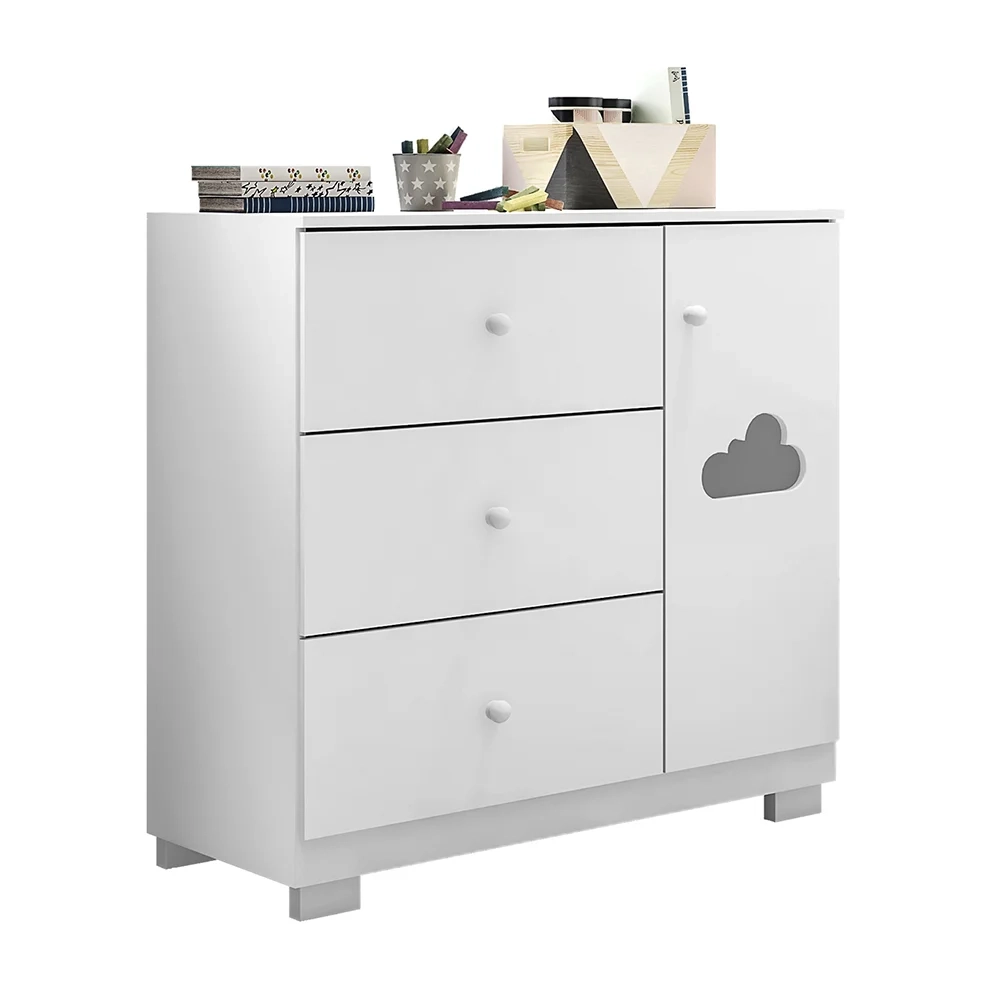 Jogo de Quarto Infantil Guarda Roupa e Cômoda Ane Branco - Phoenix