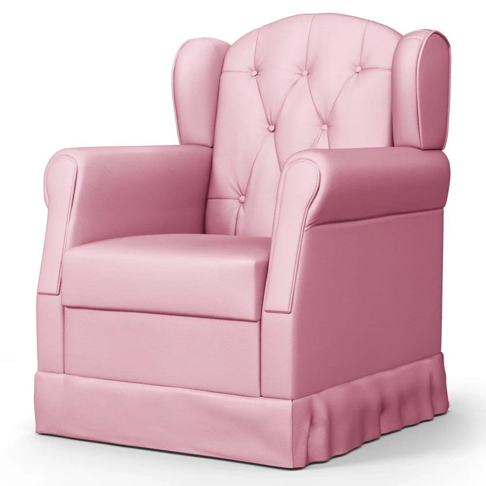 Poltrona de Amamentação Fixa com Puff Letícia Sintético Rosa - Phoenix
