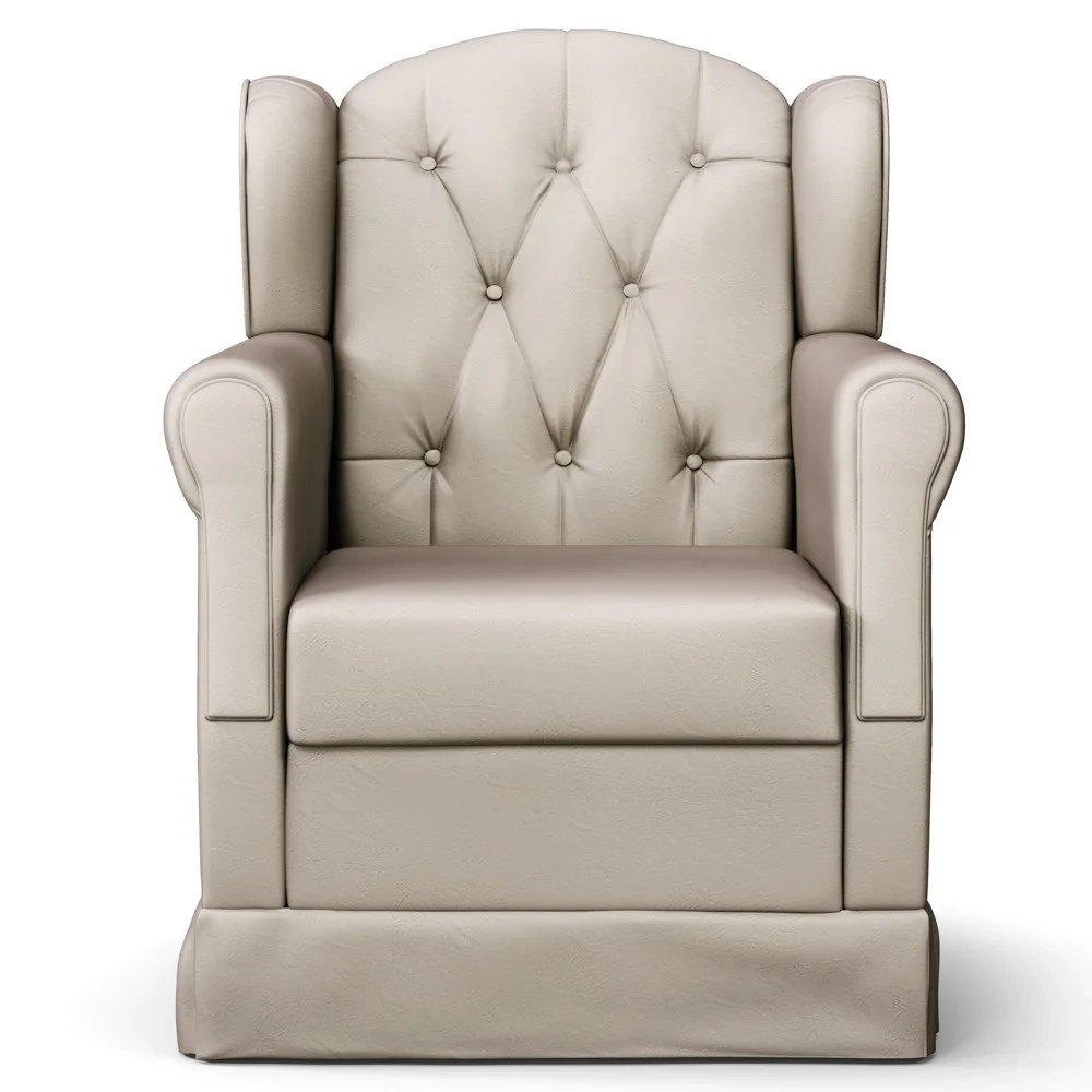 Poltrona de Amamentação Fixa com Puff Letícia Sintético Bege - Phoenix