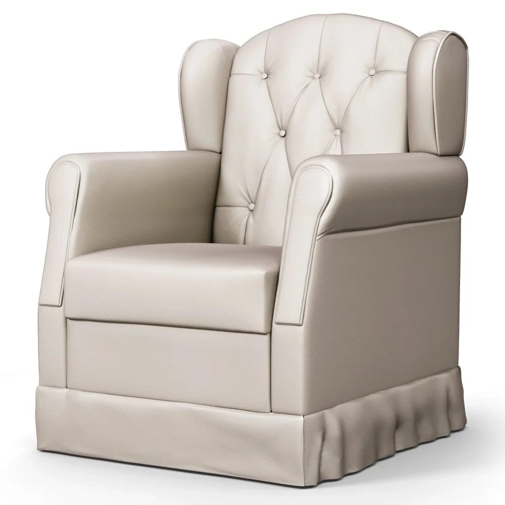 Poltrona de Amamentação Fixa com Puff Letícia Sintético Bege - Phoenix