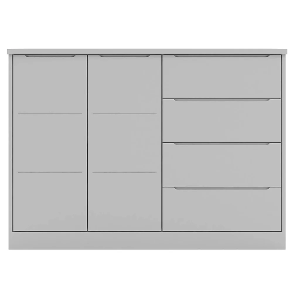 Cômoda Infantil 2 Portas e 4 Gavetas Pérola Cinza - Phoenix