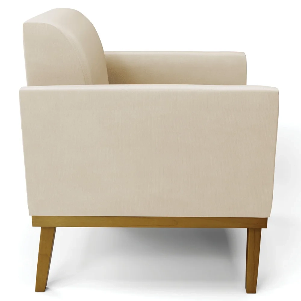 Poltrona Base Madeira Castanho Kit 2 Maressa Suede Bege - Ibiza