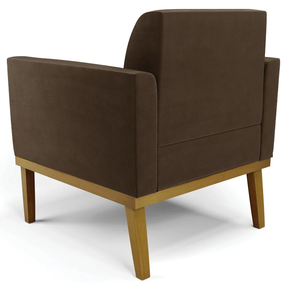 Poltrona Base Madeira Castanho Kit 2 Maressa Suede Marrom - Ibiza