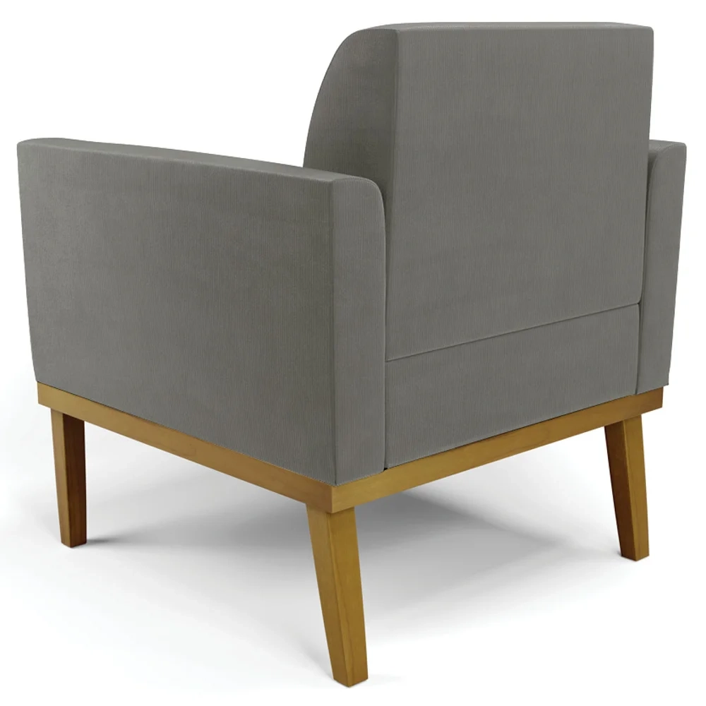 Poltrona Base Madeira Castanho Kit 2 Maressa Suede Grafite - Ibiza