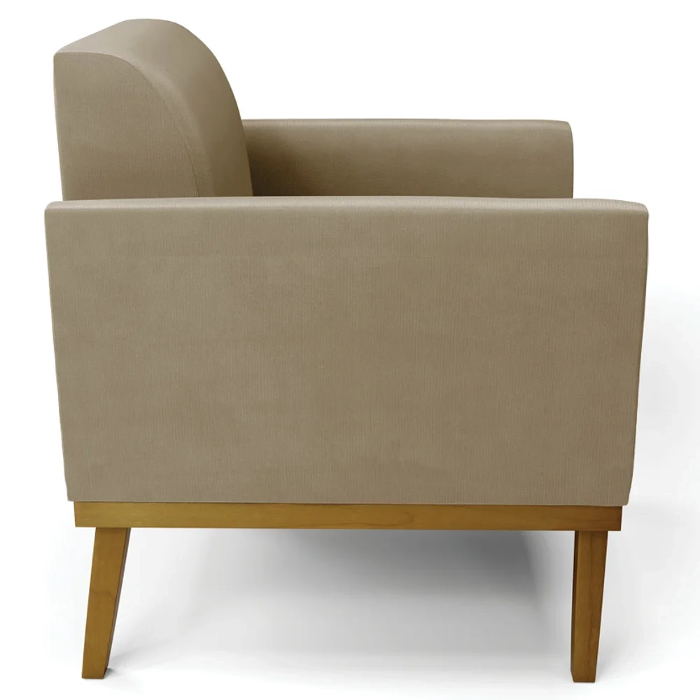 Poltrona Base Madeira Castanho Kit 2 Maressa Suede Marrom RT - Ibiza