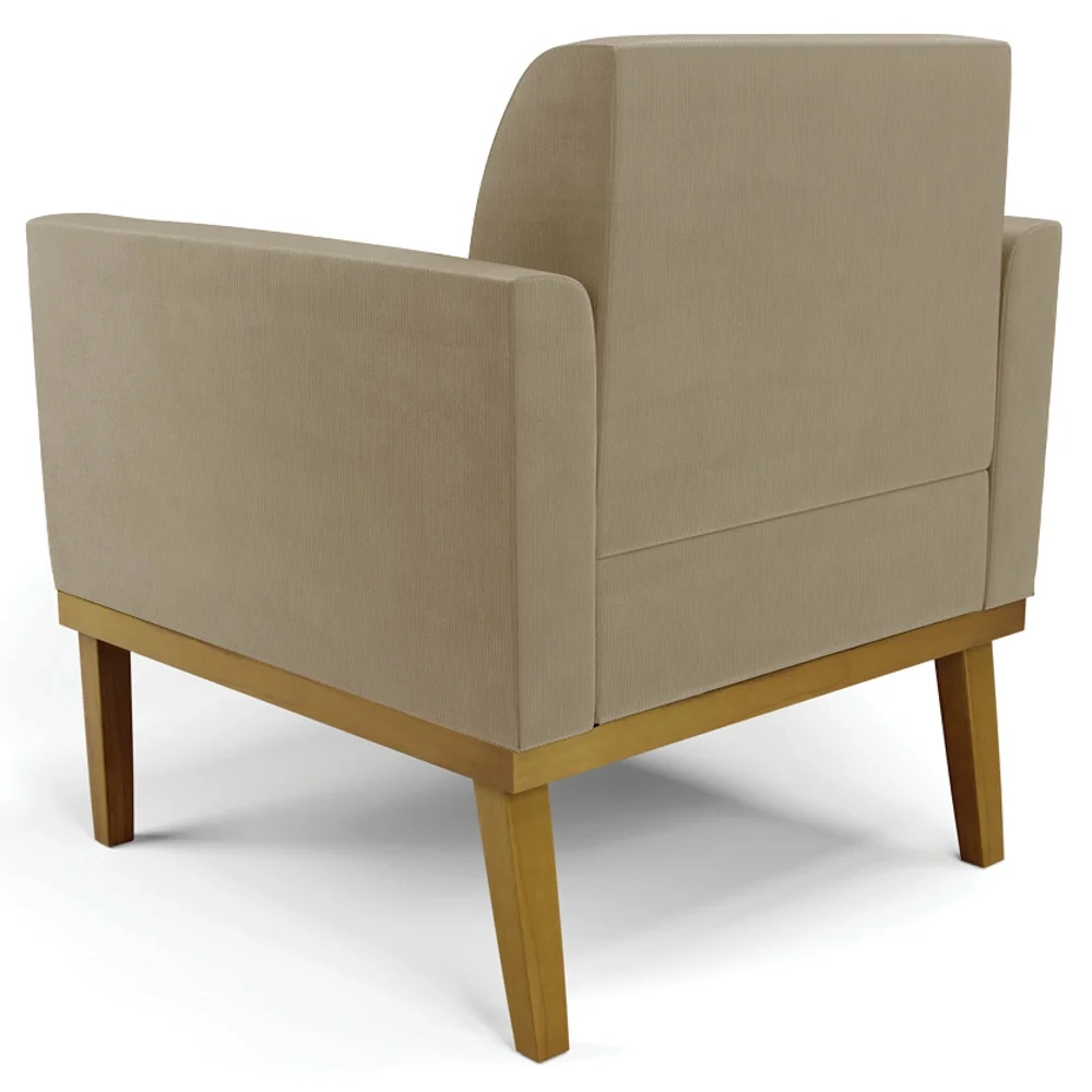 Poltrona Base Madeira Castanho Kit 2 Maressa Suede Marrom RT - Ibiza