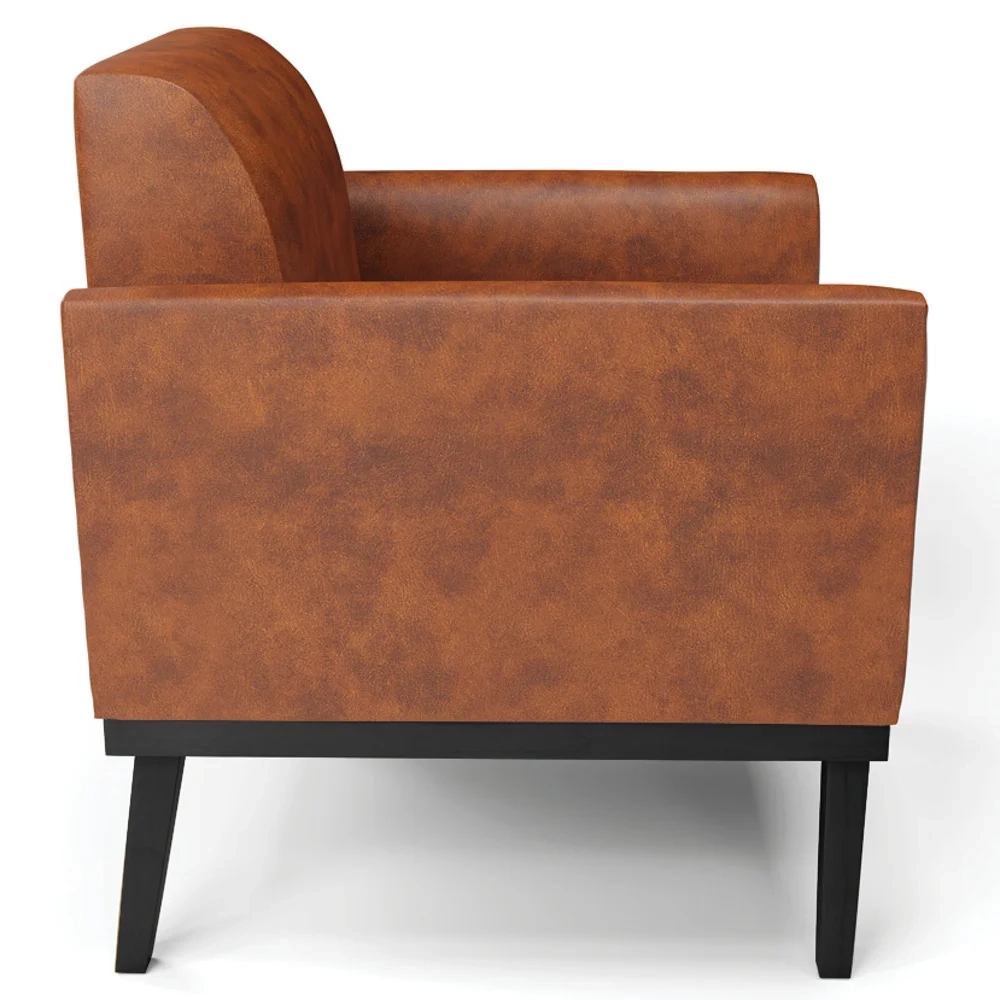 Poltrona Decorativa Base Madeira Preto Maressa Sintético PU Nozes - Ibiza