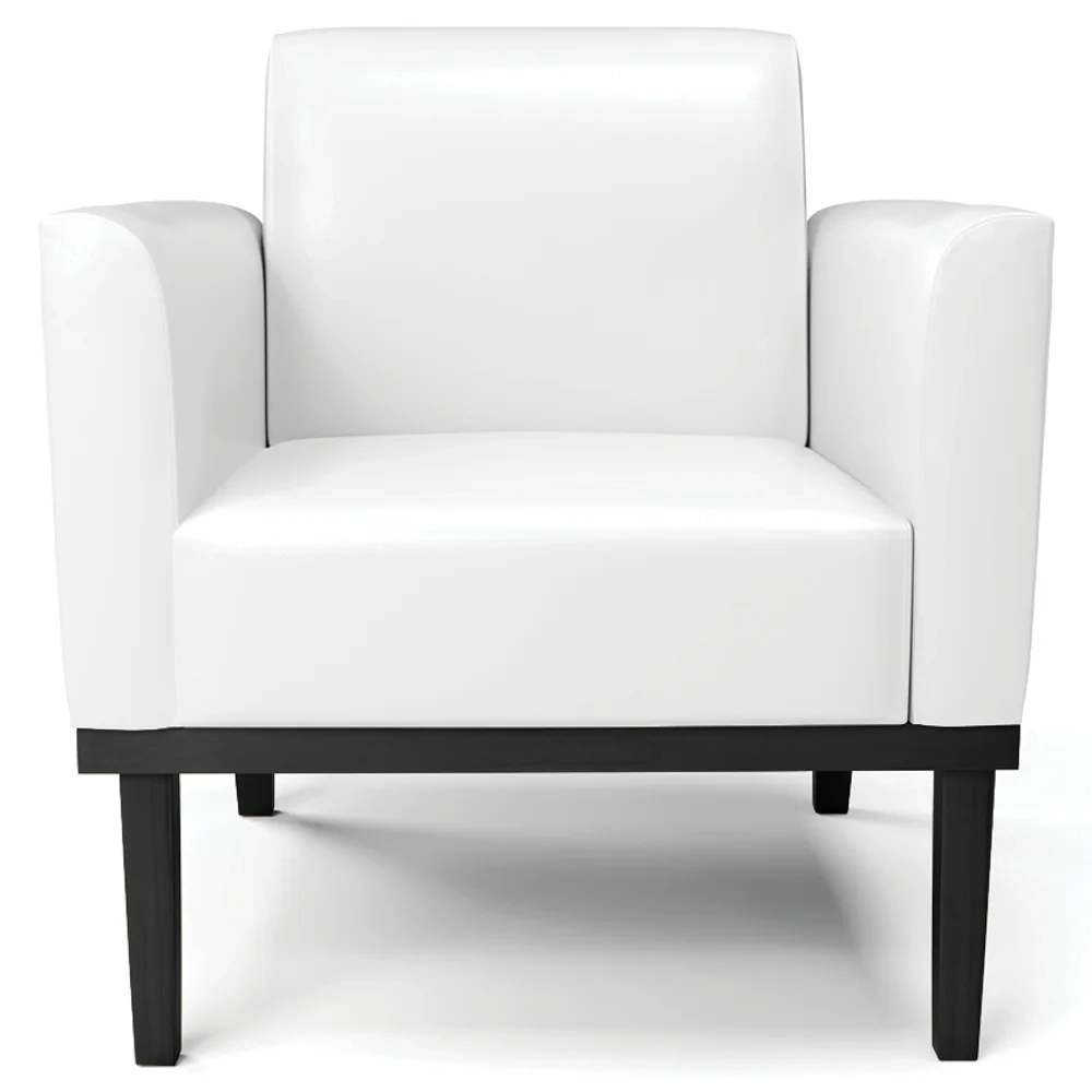 Poltrona Base Madeira Preto Kit 2 Maressa Sintético PU Branco - Ibiza