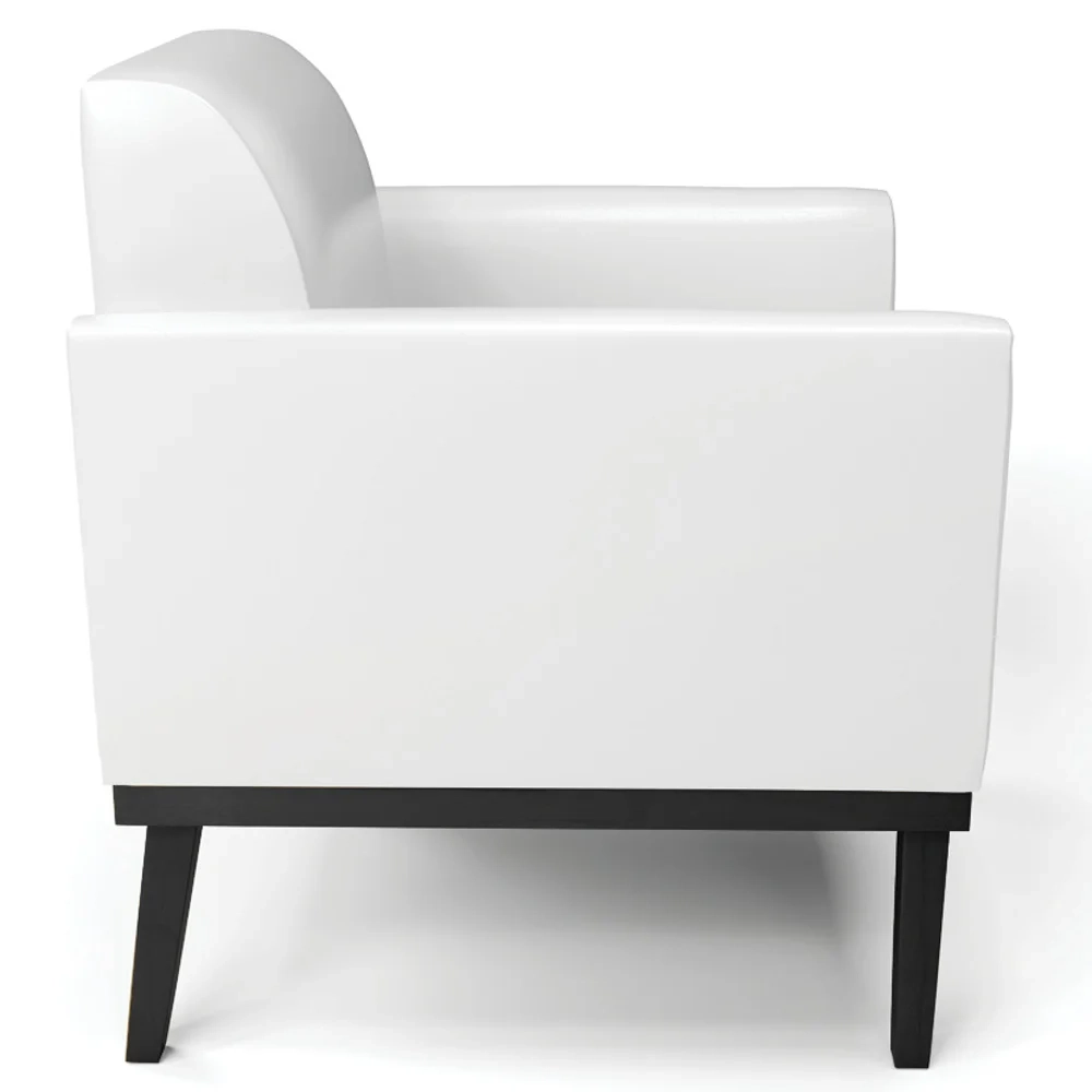 Poltrona Base Madeira Preto Kit 2 Maressa Sintético PU Branco - Ibiza