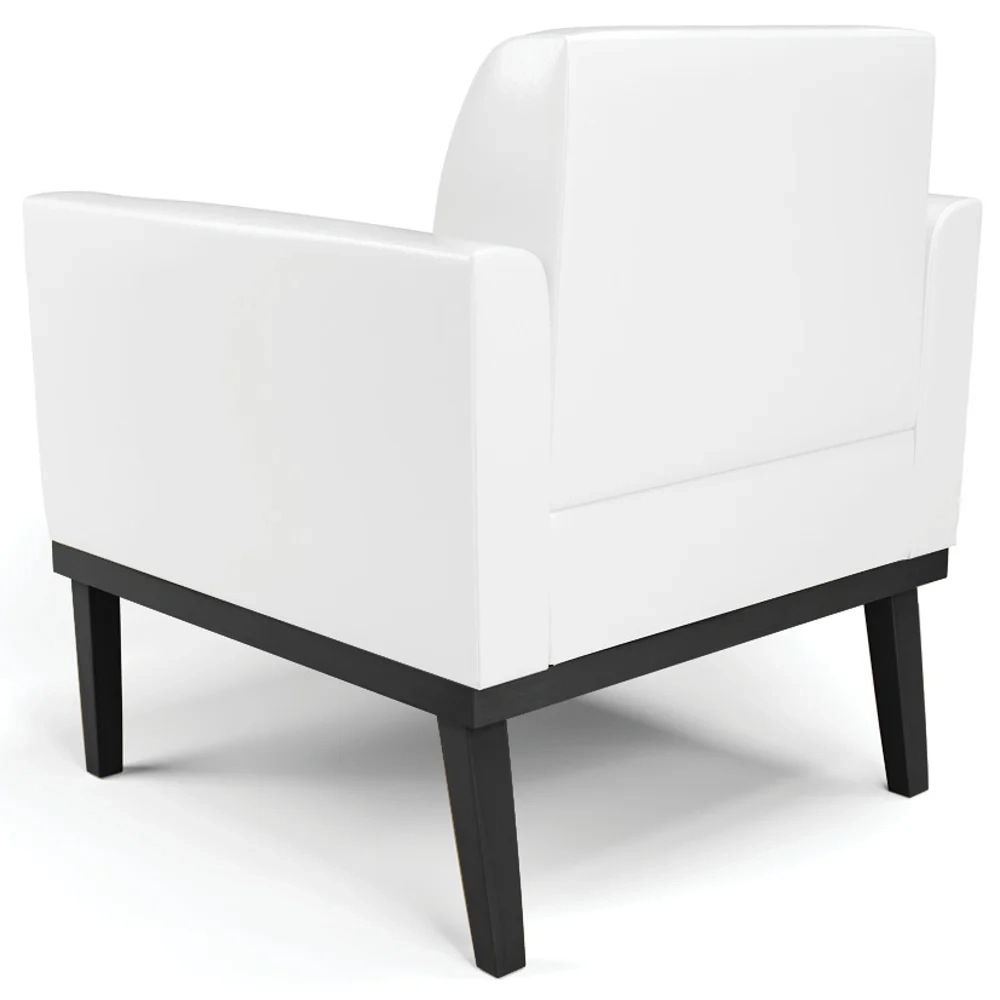 Poltrona Base Madeira Preto Kit 2 Maressa Sintético PU Branco - Ibiza