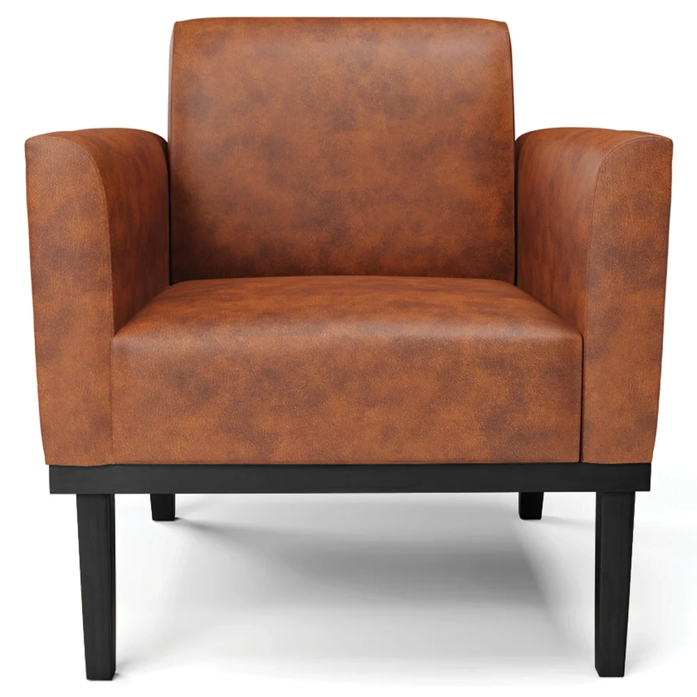 Poltrona Base Madeira Preto Kit 2 Maressa Sintético PU Nozes - Ibiza