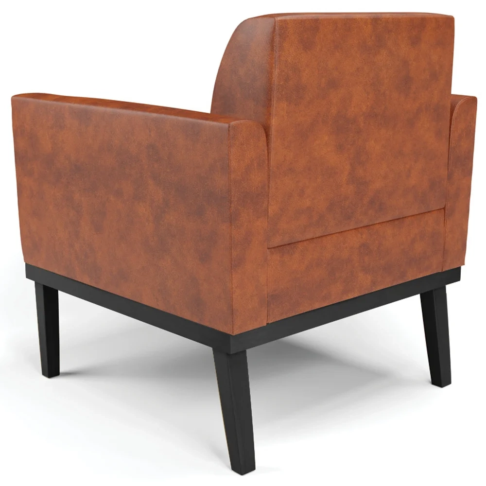 Poltrona Base Madeira Preto Kit 2 Maressa Sintético PU Nozes - Ibiza