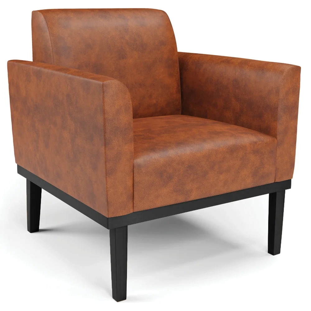 Poltrona Base Madeira Preto Kit 2 Maressa Sintético PU Nozes - Ibiza