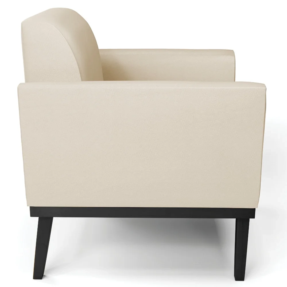 Poltrona Decorativa Base Madeira Preto Maressa Sintético Bege - Ibiza