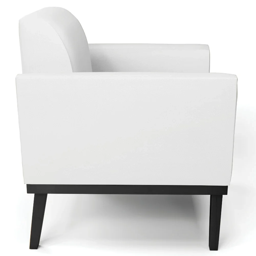 Poltrona Decorativa Base Madeira Preto Maressa Sintético Branco - Ibiza