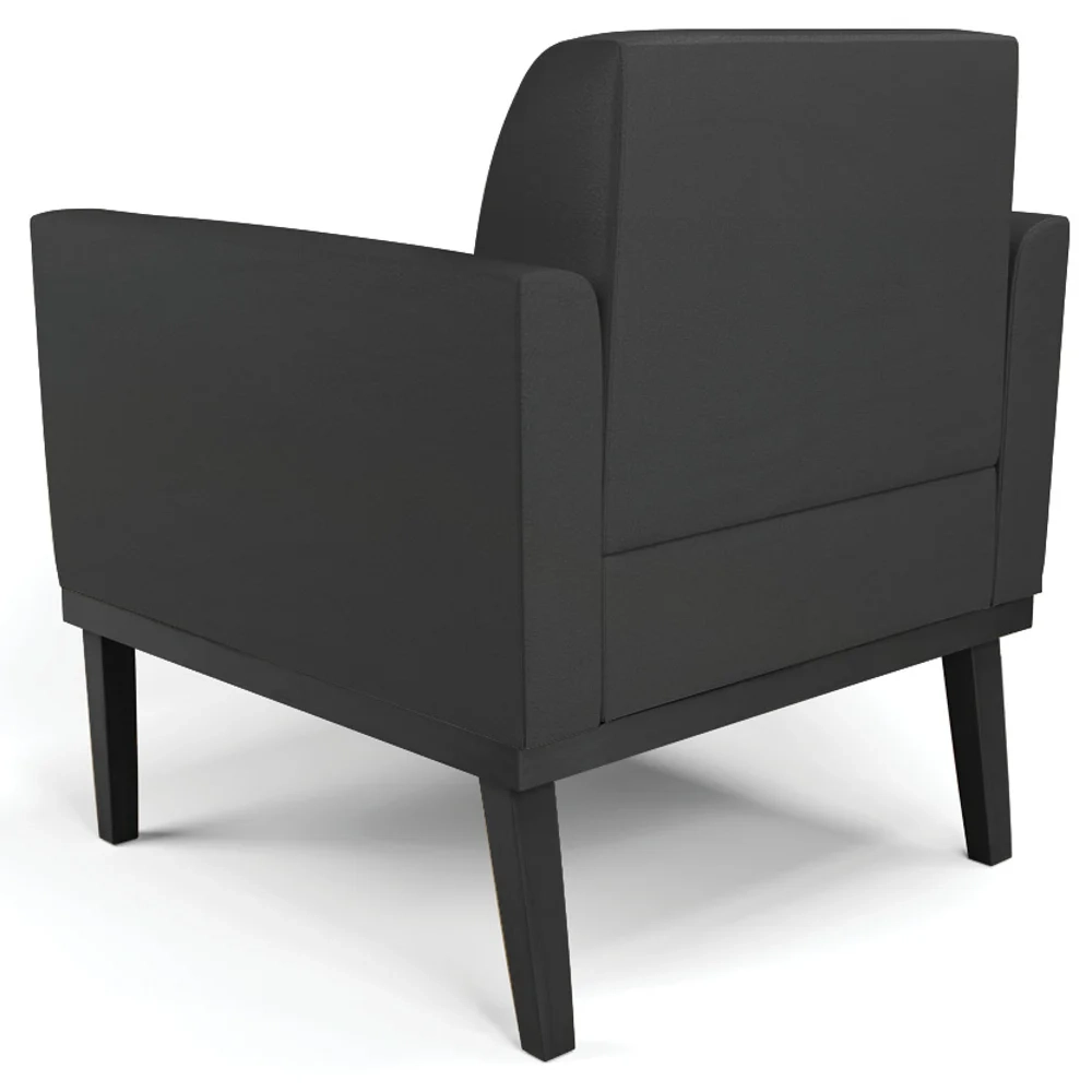 Poltrona Decorativa Base Madeira Preto Maressa Sintético Preto - Ibiza