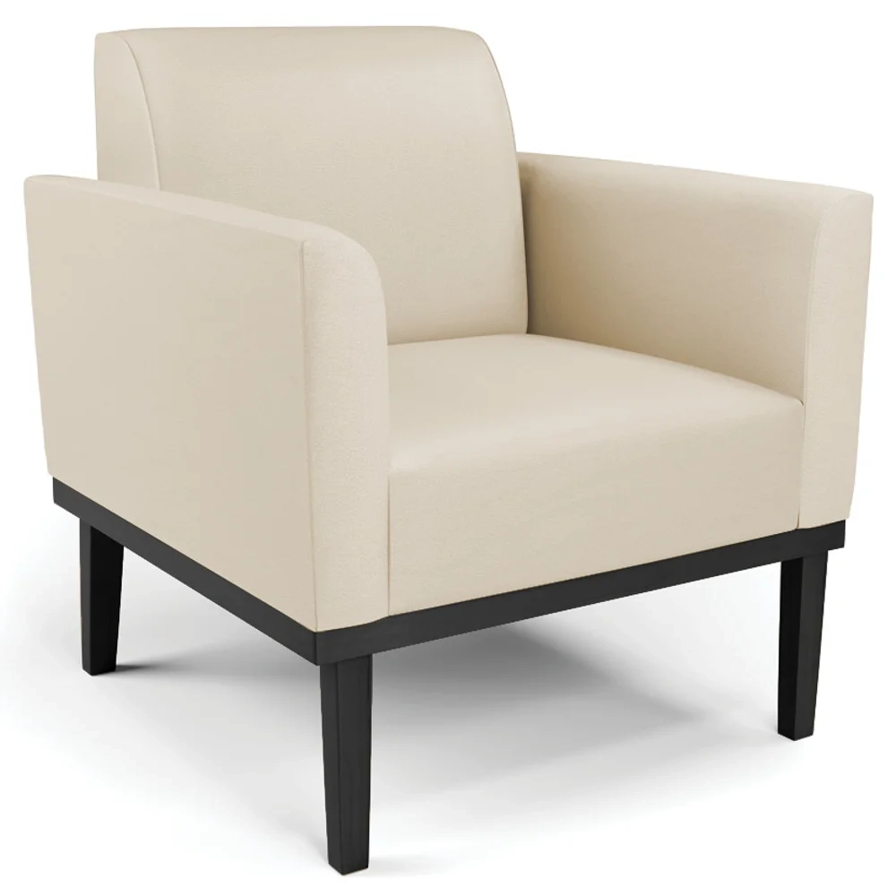 Poltrona Base Madeira Preto Kit 2 Maressa Sintético Bege - Ibiza