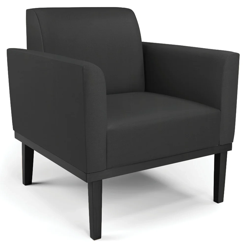 Poltrona Base Madeira Preto Kit 2 Maressa Sintético Preto - Ibiza