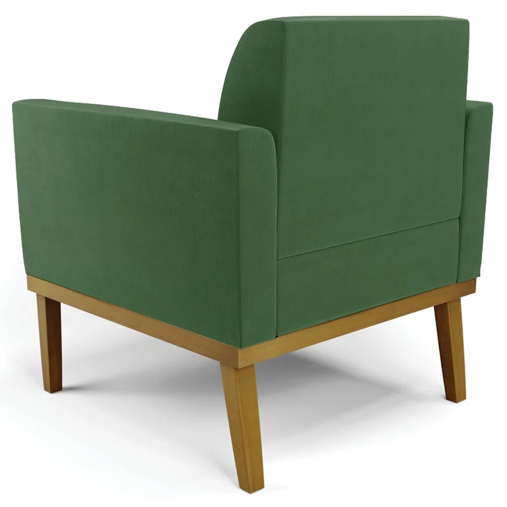 Poltrona Base Madeira Castanho Kit 2 Maressa Suede Verde - Ibiza