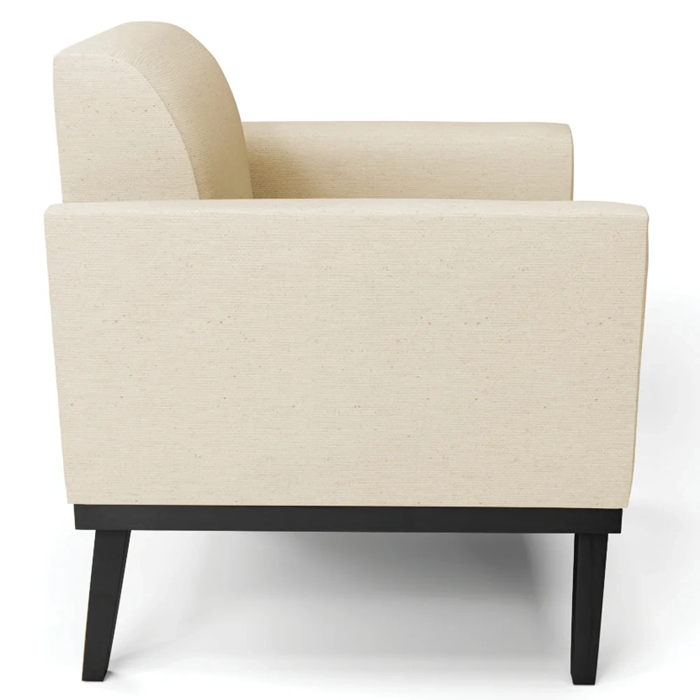 Poltrona Decorativa Base Madeira Preto Maressa Linho Bege - Ibiza