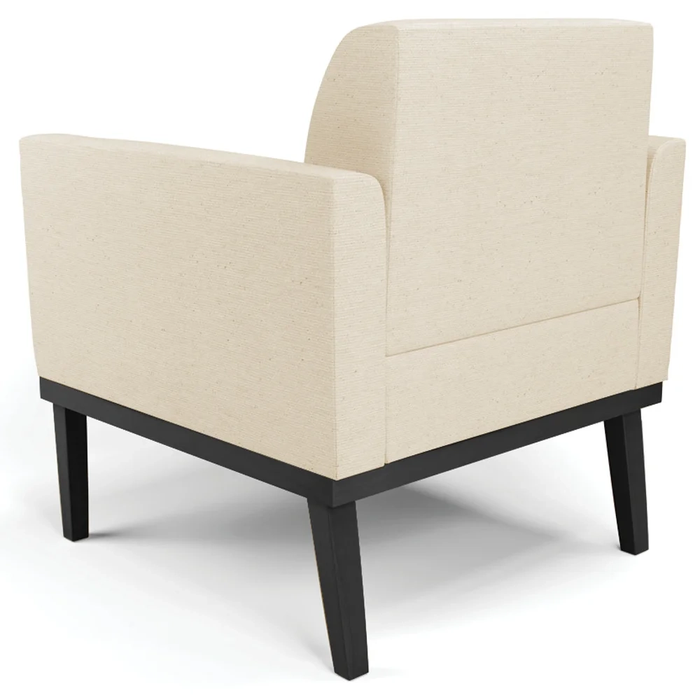 Poltrona Decorativa Base Madeira Preto Maressa Linho Bege - Ibiza