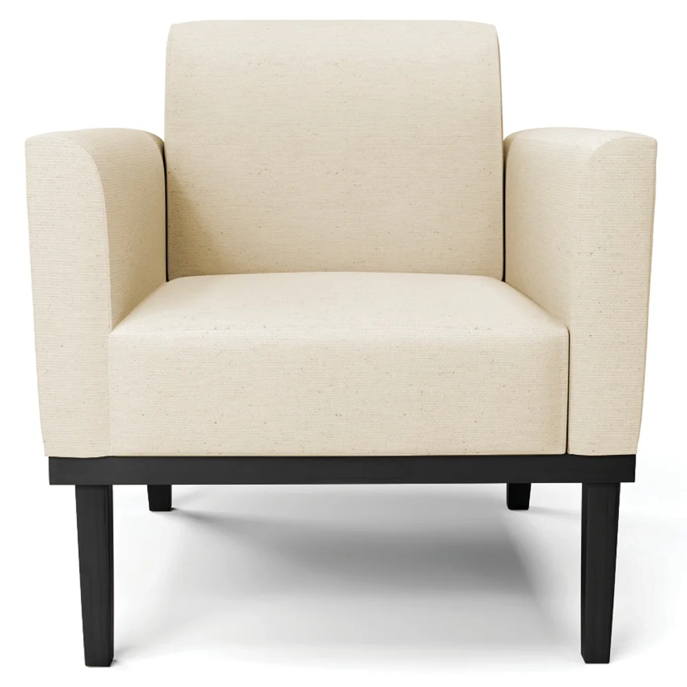 Poltrona Decorativa Base Madeira Preto Maressa Linho Bege - Ibiza