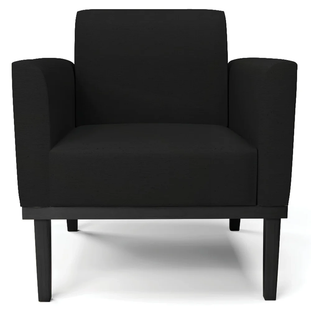 Poltrona Decorativa Base Madeira Preto Maressa Linho Preto - Ibiza