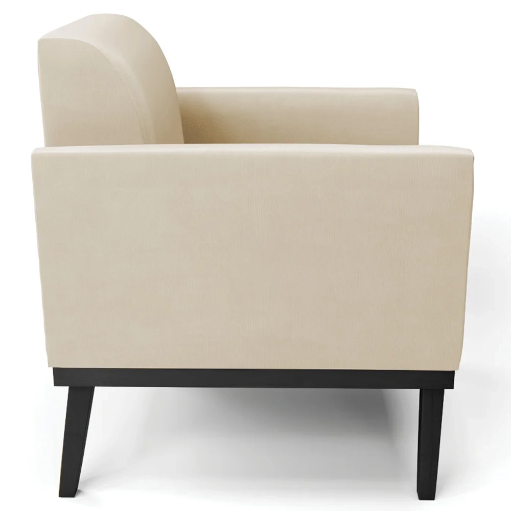 Poltrona Decorativa Base Madeira Preto Maressa Suede Bege - Ibiza