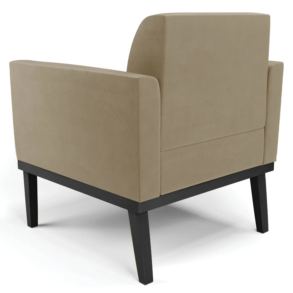 Poltrona Decorativa Base Madeira Preto Maressa Suede Marrom RT - Ibiza