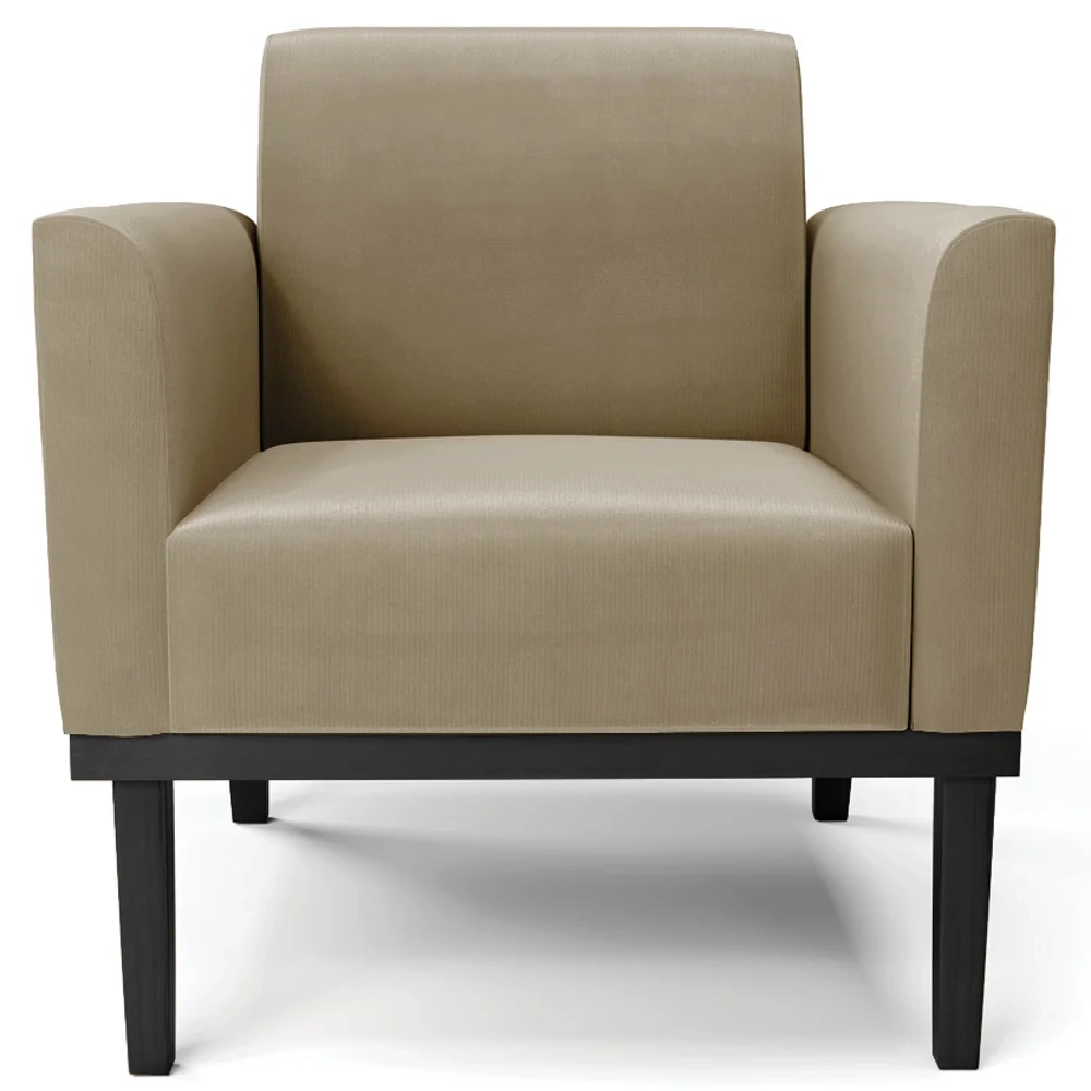 Poltrona Decorativa Base Madeira Preto Maressa Suede Marrom RT - Ibiza