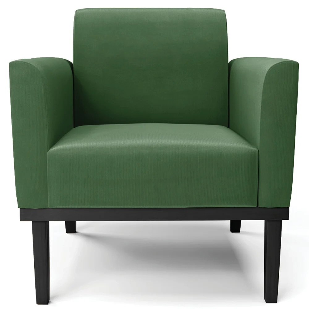 Poltrona Base Madeira Preto Kit 2 Maressa Suede Verde - Ibiza