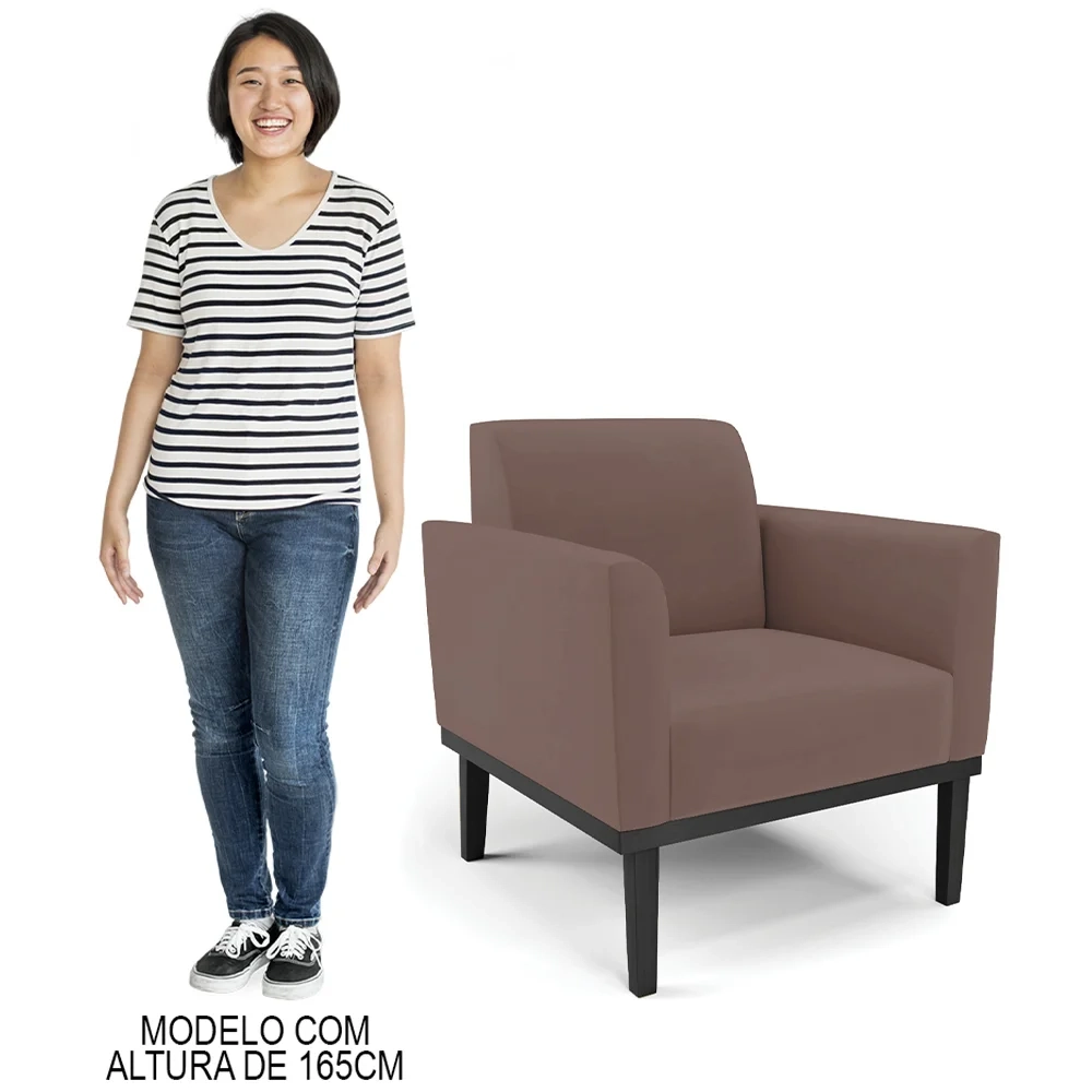 Poltrona Decorativa Base Madeira Preto Maressa Veludo Rosê - Ibiza