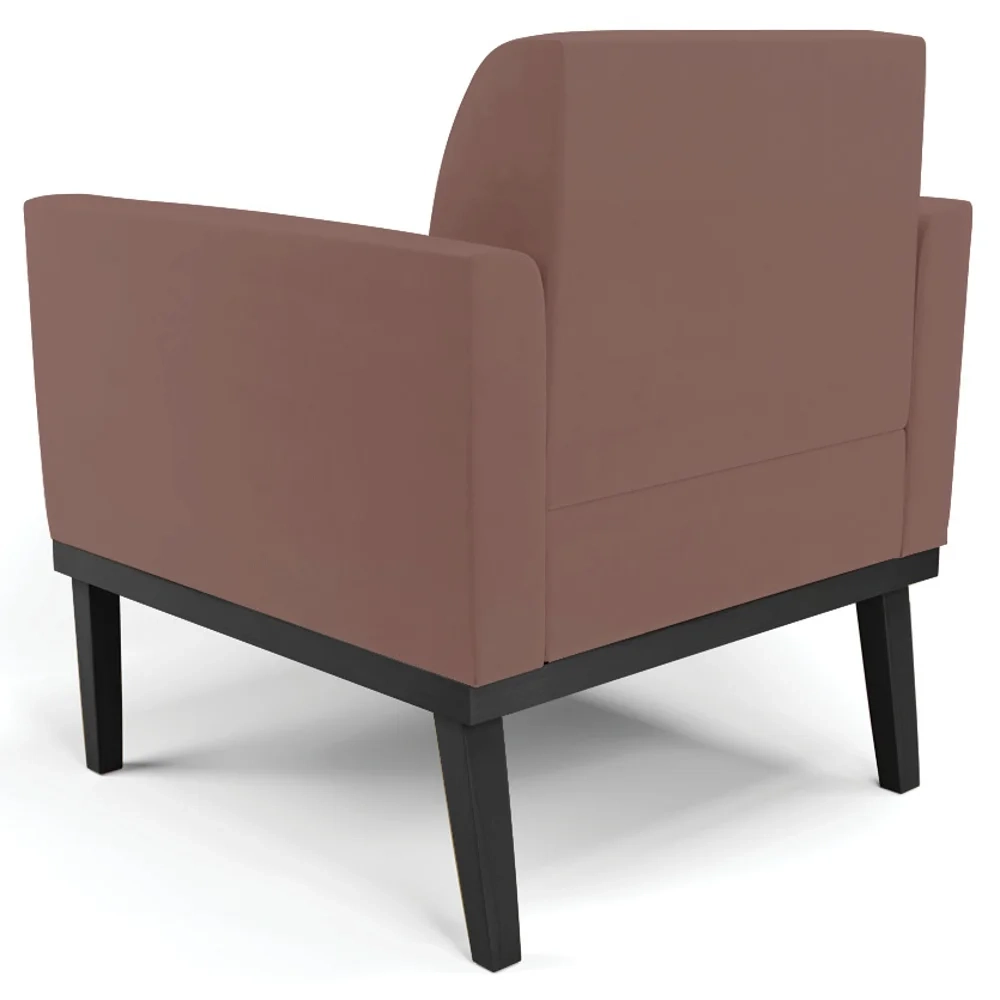Poltrona Decorativa Base Madeira Preto Maressa Veludo Rosê - Ibiza