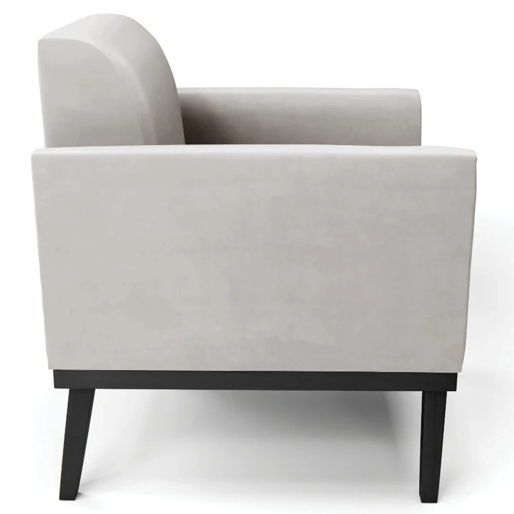 Poltrona Base Madeira Preto Kit 2 Maressa Veludo Cinza - Ibiza