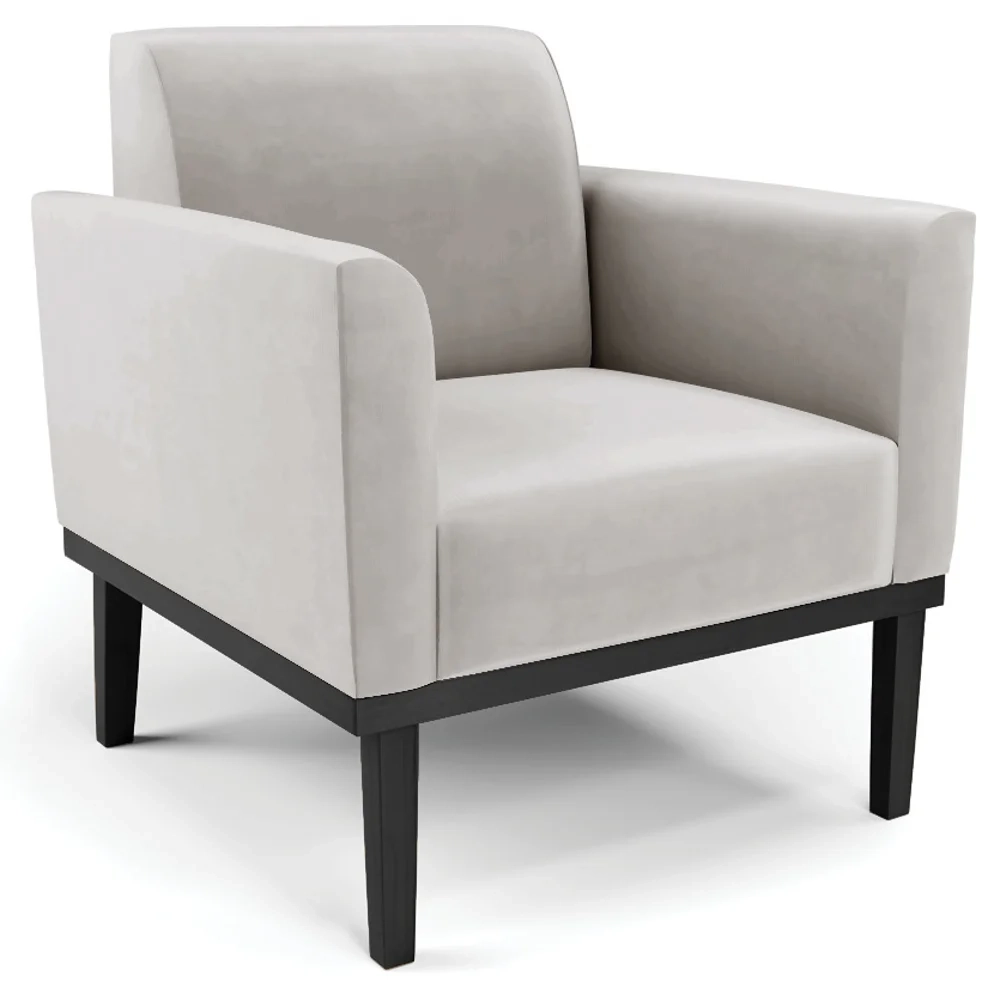 Poltrona Base Madeira Preto Kit 2 Maressa Veludo Cinza - Ibiza