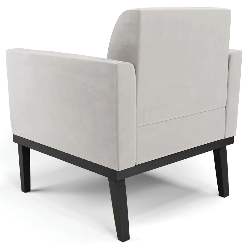 Poltrona Base Madeira Preto Kit 2 Maressa Veludo Cinza - Ibiza