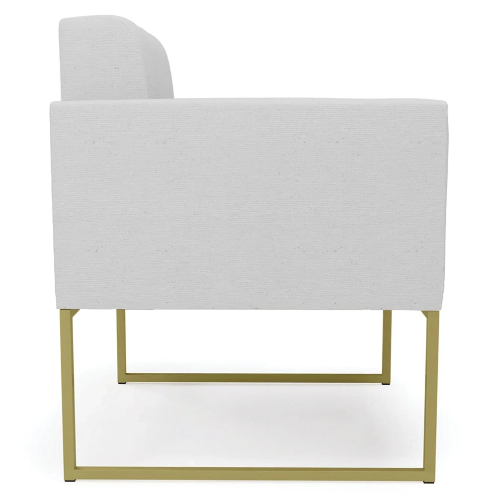 Poltrona Decorativa Base Industrial Dourado Ana Linho Cinza - Ibiza