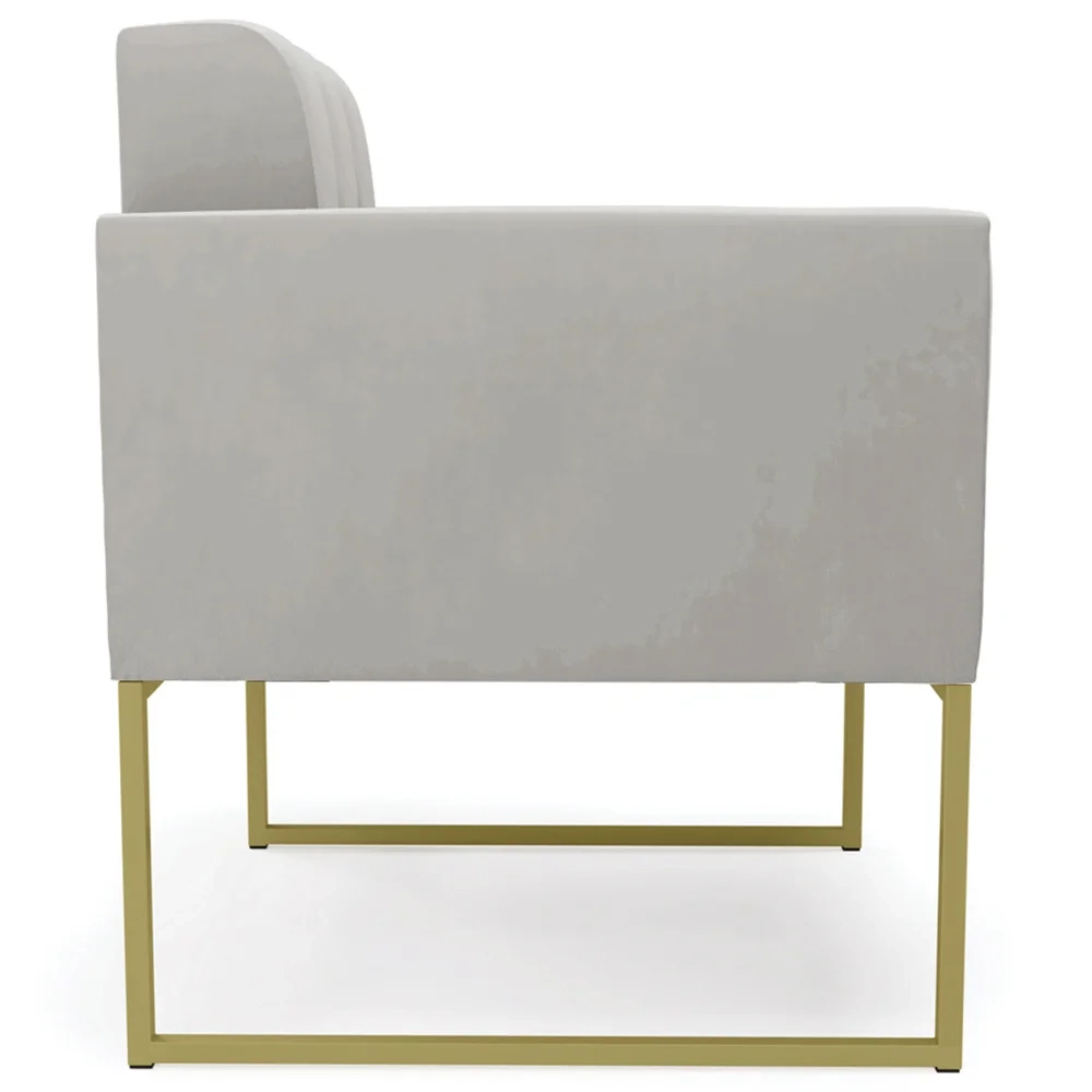 Poltrona Decorativa Base Industrial Dourado Ana Veludo Cinza - Ibiza